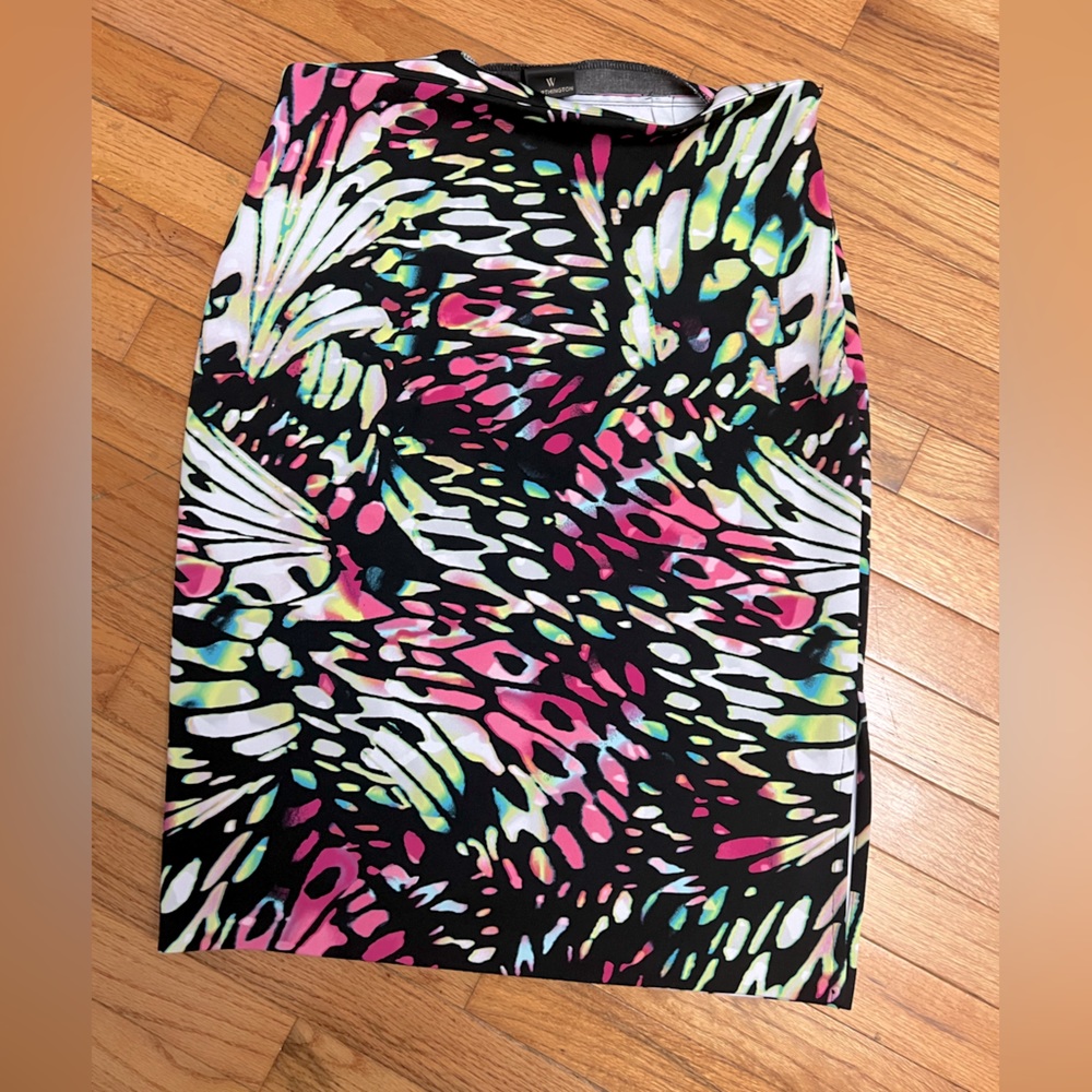 Worthington Silky butterfly print pencil skirt multicolor Sz M